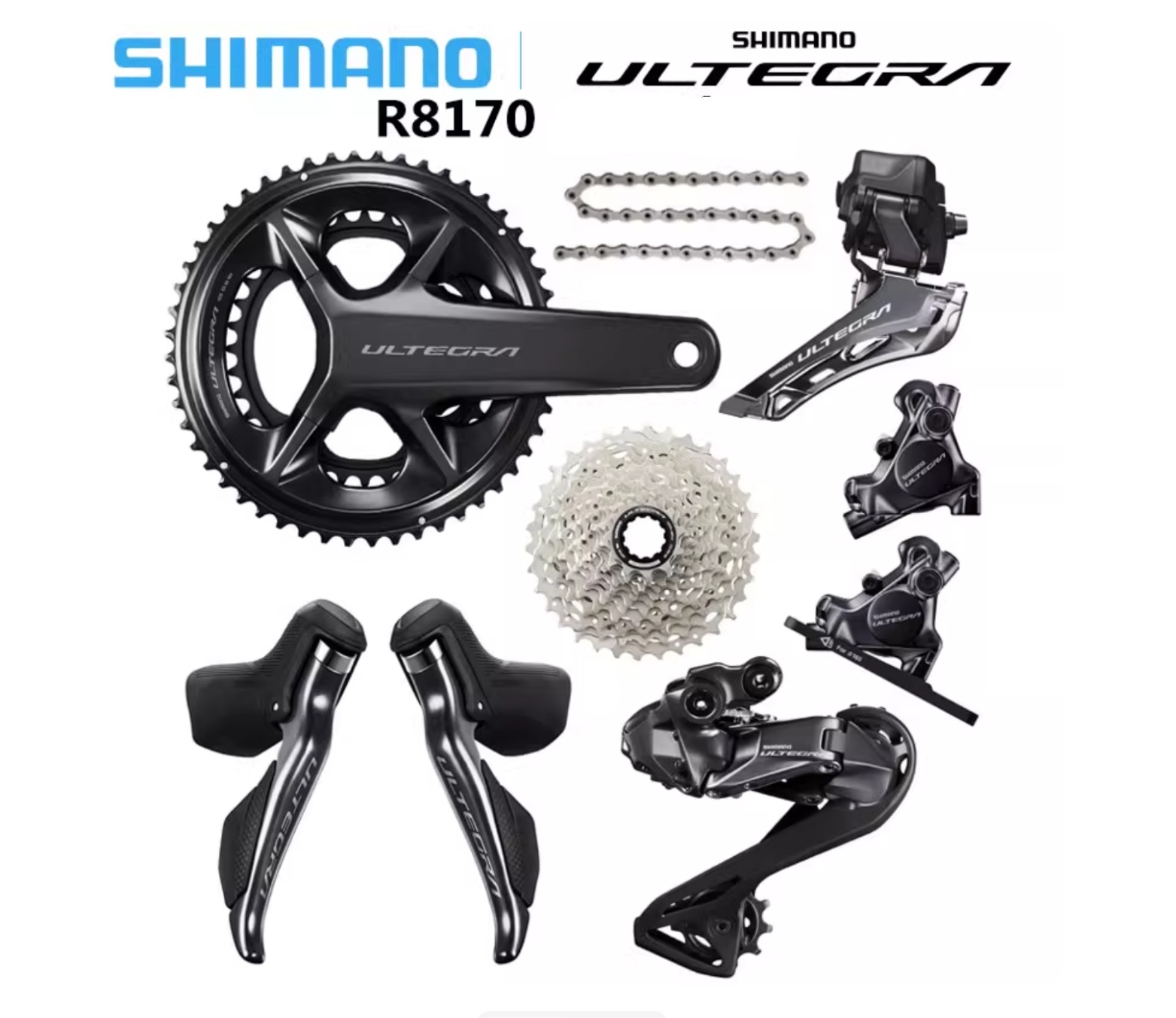 Shimano Ultegra 12 speed full Di2 Groupset (without rotors and BB) Please note: Sold exclusively with Elves frames; not sold separately